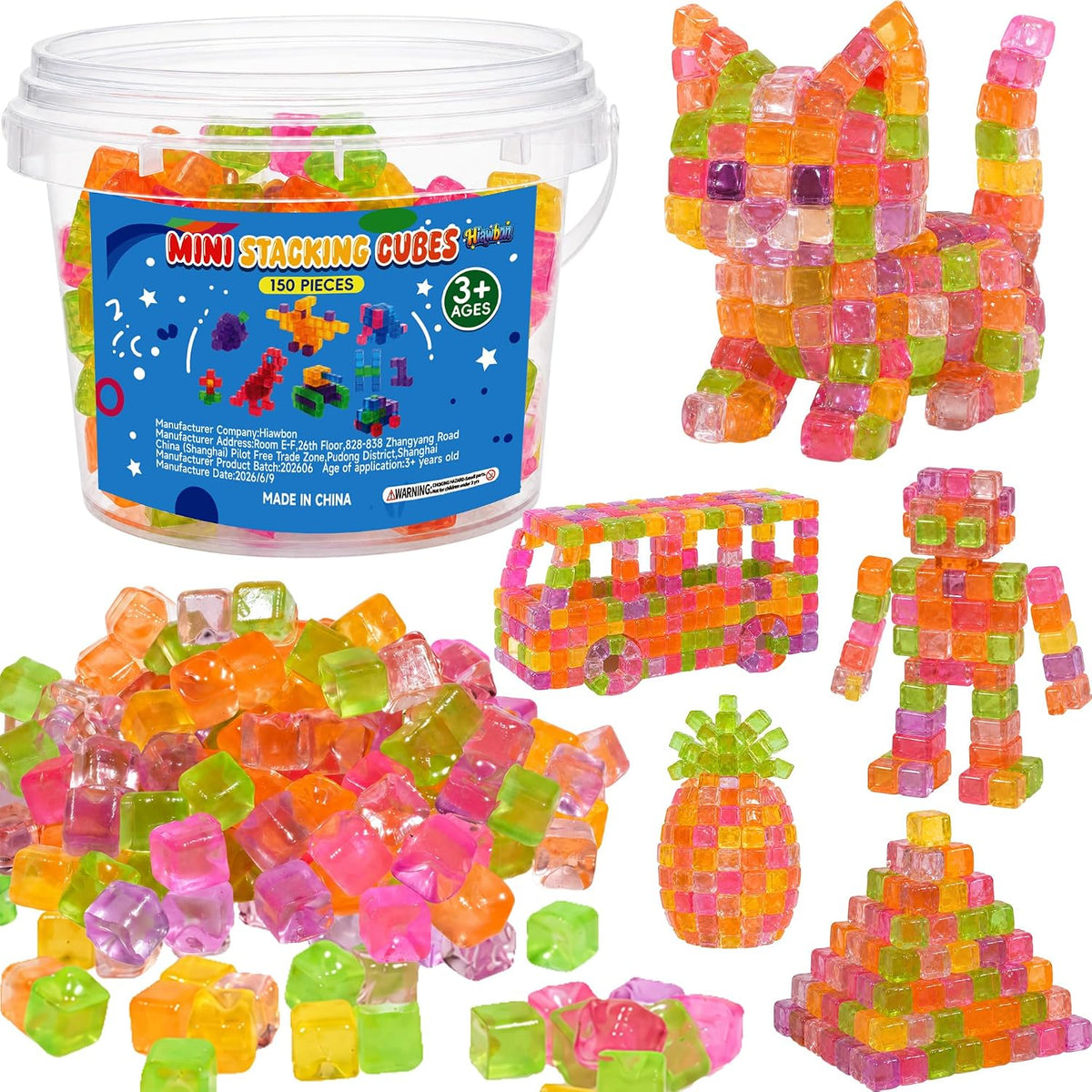 150 Pcs Mini Sticky Stacking Cubes for Kids Sticky Blocks