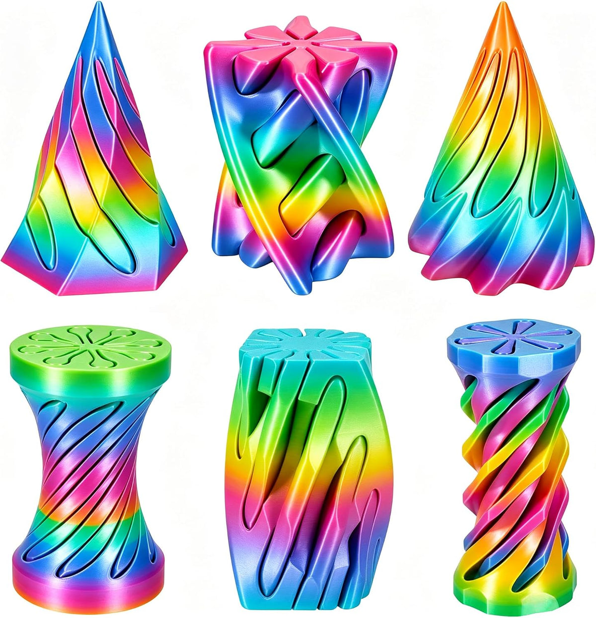 6 PCS 3D Printed Fidget Toys Impossible Spiral Cones