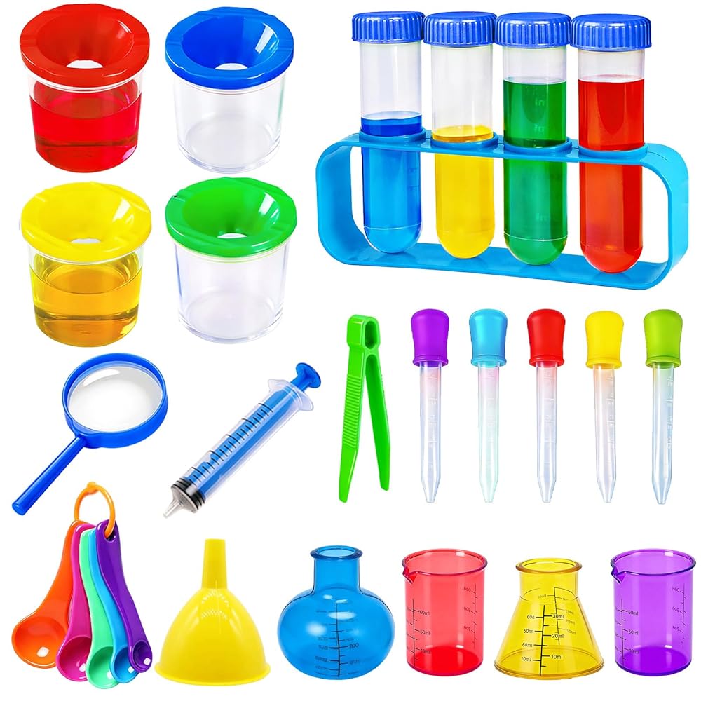 23 Pcs Beakers Test Tubes Set, Plastic Droppers Beaker Test Tube