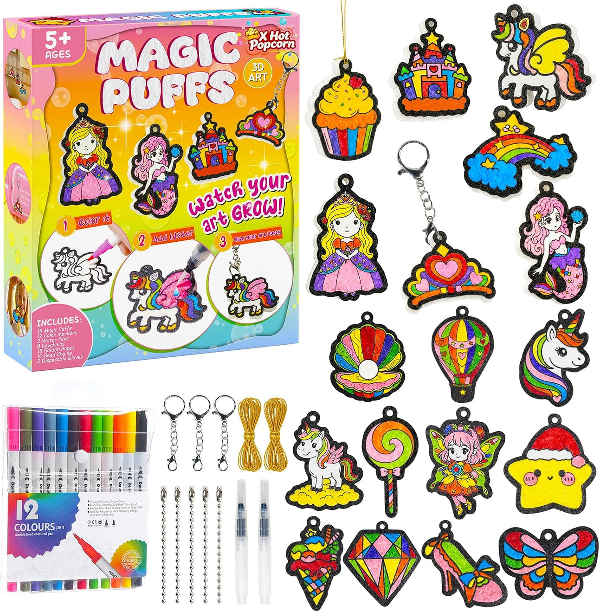 3D Magic Puffs Paint Kit, Magic Foam Texture Painting Kit