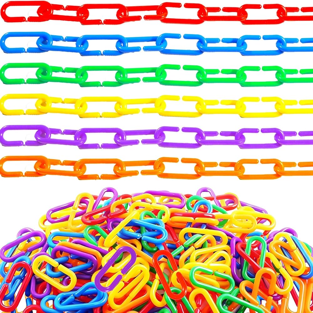 600 Pcs Plastic Chain Links, 6 Colors Linking Activity Kit | Plastic Links Fine Motor Skills for Color Recognition Counting Sorting Skills