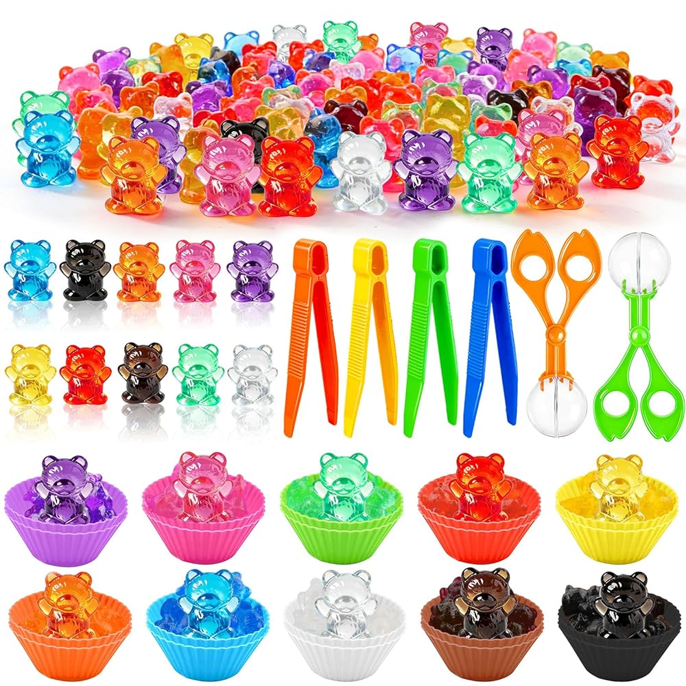 Translucent Counting Bears Set, 127 Pcs Sorting Bears Counters