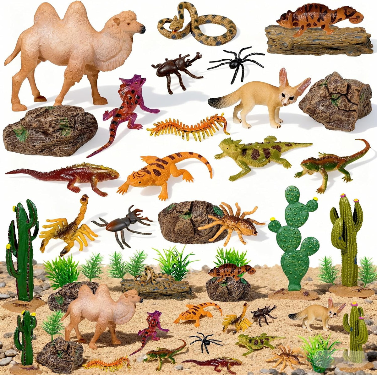 34 Pcs Desert Diorama Kit, Desert Diorama Supplies with Desert Animals Set