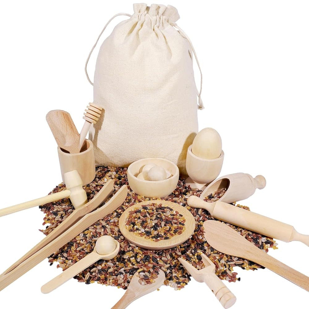 25PCS Wooden Sensory Bin Tools for Toddlers Sensory Bin Filler